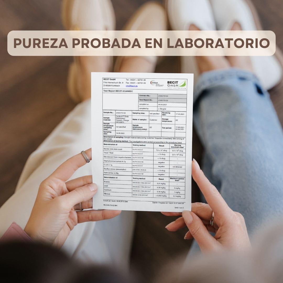 Fertilovit F Endo | vitaminas para la endometriosis | fertilidad | especialmente desarrolladas con nutrientes antiinflamatorios y antioxidantes | 90 cápsulas