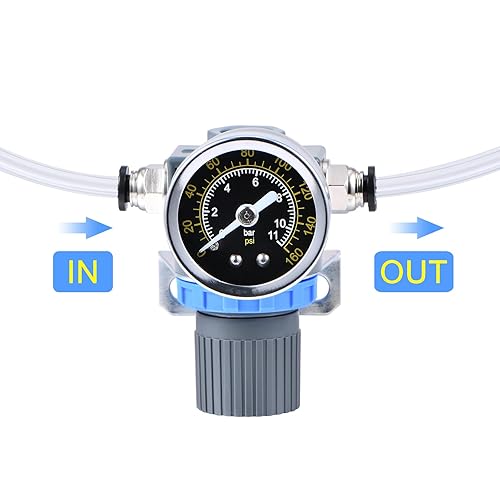 Miniatura 5 de Regulador de presión de aire NPT de 14 pulgadas con mini válvula de control de aire para compresor de aire o herramientas de aire AR2000