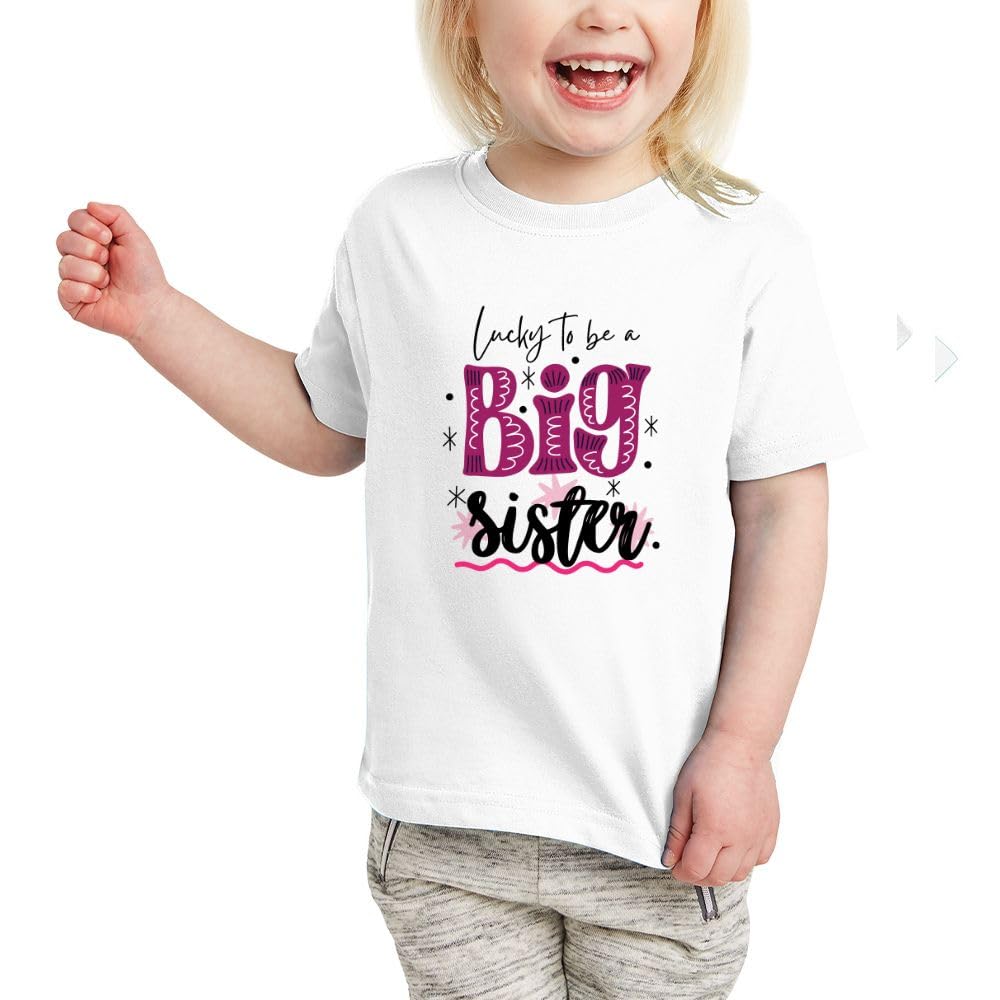 PRINTSHOP4MEBig Sister Printed T-Shirt Promoted to Big Sister Announcement T-Shirt for Baby and Toddler Short Sleeve Tshirt for Little Baby Girls