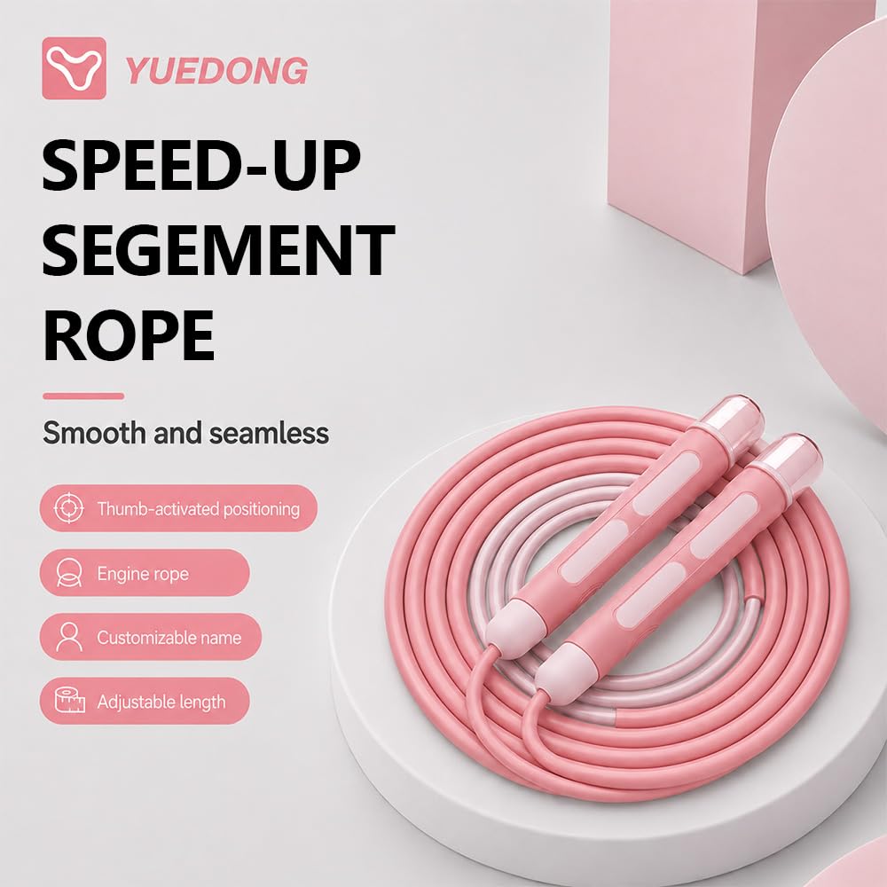 YUEDONG Kinder-Springseil mit zwei Lagern, verstellbares PVC-Seil, Daumengriffrille, Anti-Verheddern, Springseil für Jungen und Mädchen, PE-Training