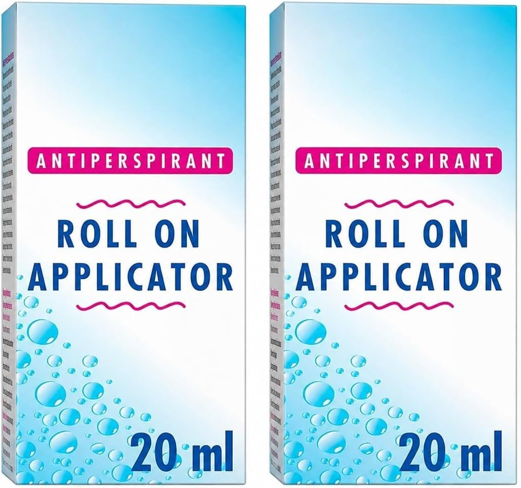 Antiperspirant Roll On Applicator 20 ml, Strong Antiperspirant for Excessive Sweating (Pack of 2)