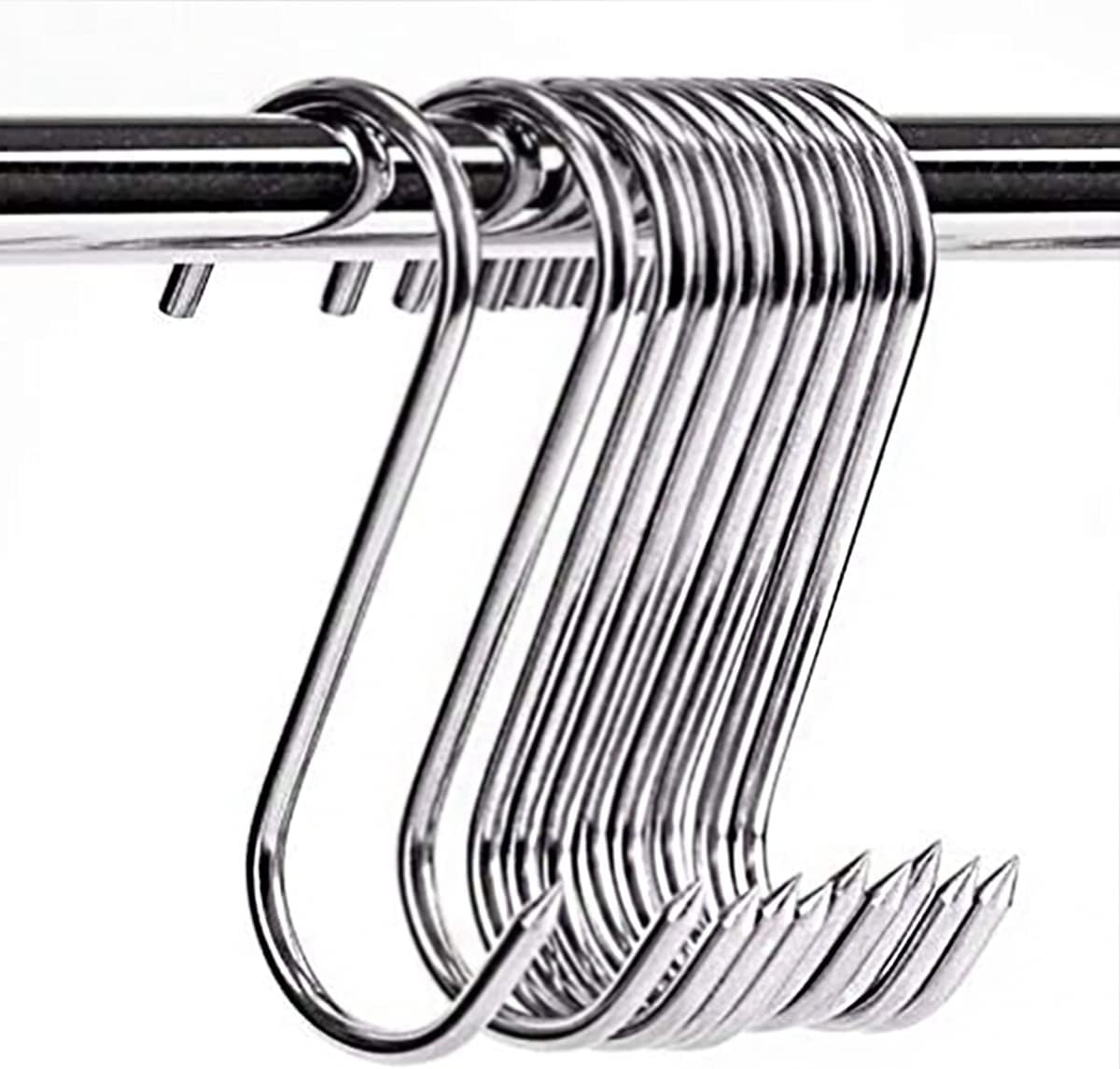 Meat Hooks 3''4mm(10Pack), SUS304 Stainless Steel Butcher Hook Smoking Hooks, Meat Processing for Hanging, Drying, BBQ, Grilling Sausage Chicken Beef Hook Tool