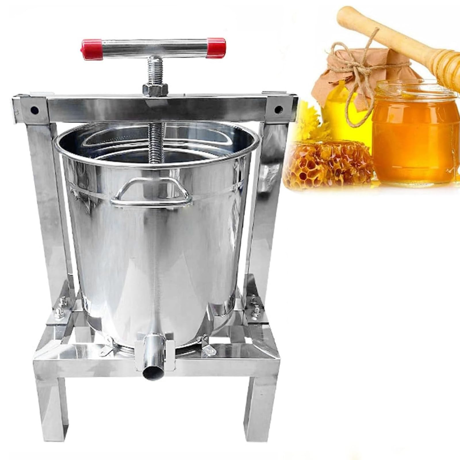 Extractor Manual De Miel De Acero Inoxidable, 4 Marcos De Panal, Accesorio para Apicultores, Máquina Manual De Prensa De Miel For El Hogar, con Mango En Forma De T