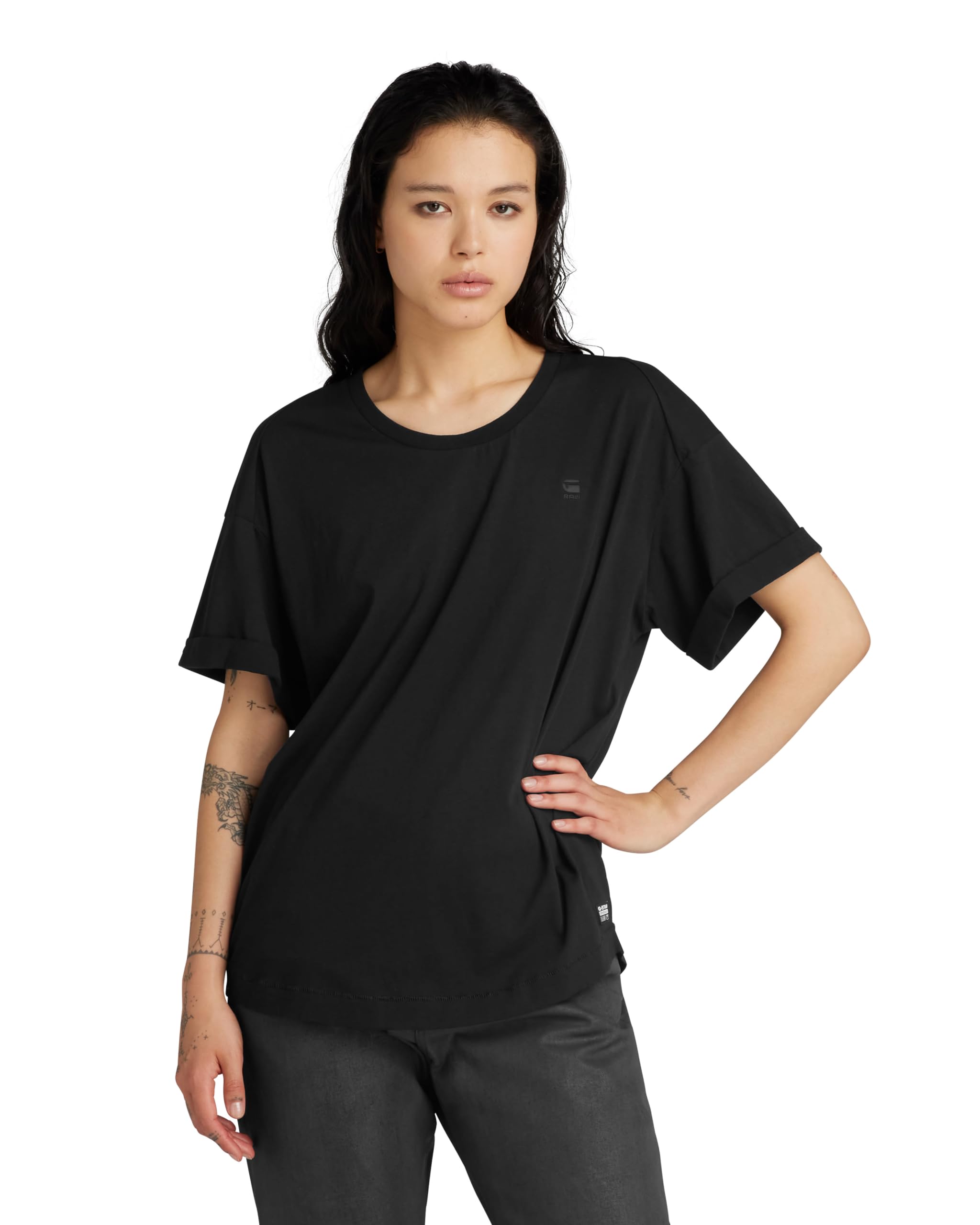 G-STAR Women's Rolled Up BF T-Shirt, Black (dk black D24524-4107-6484), XXS