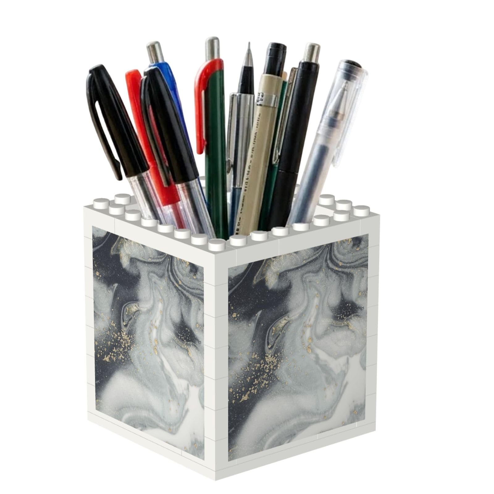 Poadnly Gray Marble Abstract Splash Pastel, Pen Pot Pencil Holder for Office Home School, Compact Desk Organiser for Office Stationery