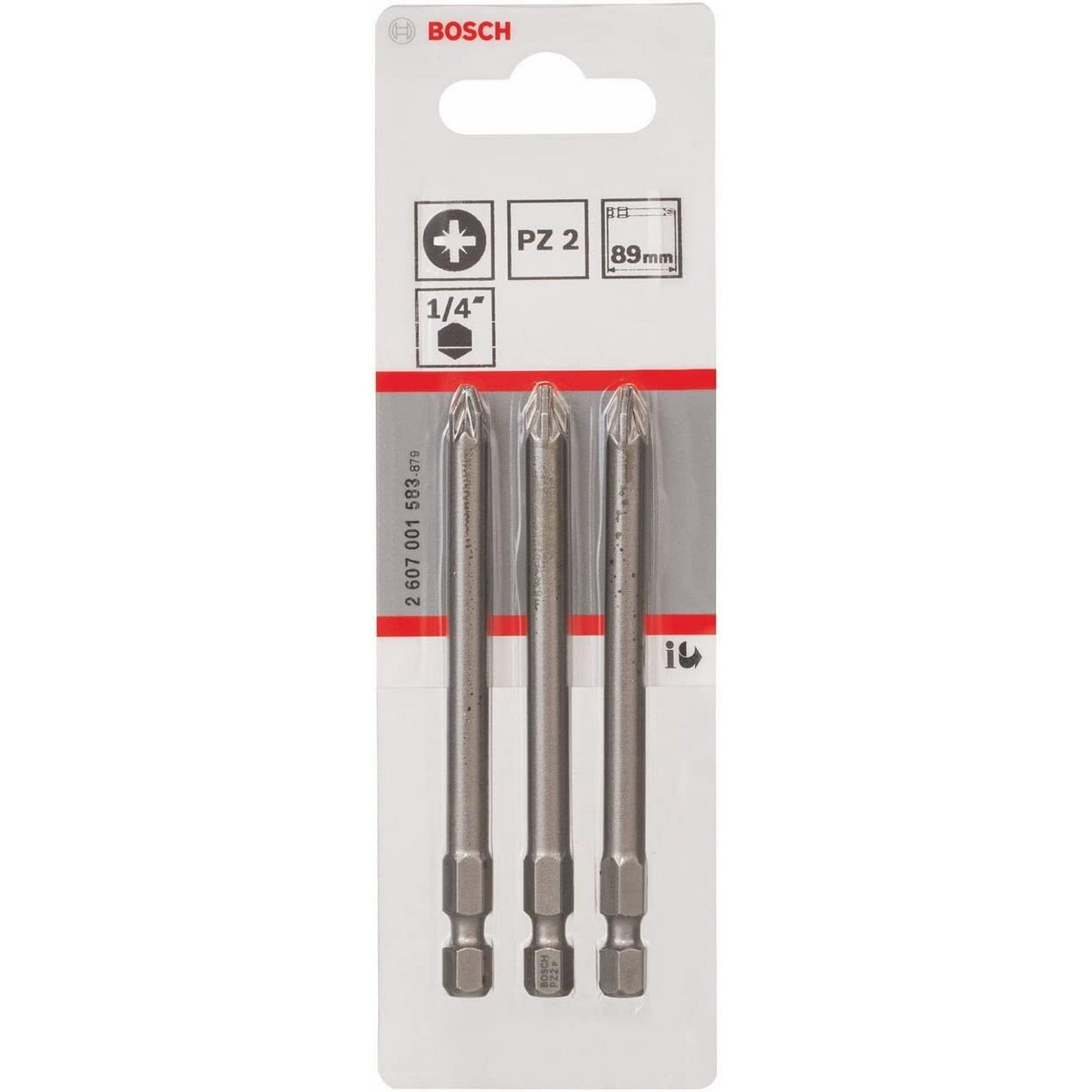 Bosch Powertool Accessories Bosch 2607001583 Extra Hard Screwdriver Bit Pz2 X 89Mm Pack Of