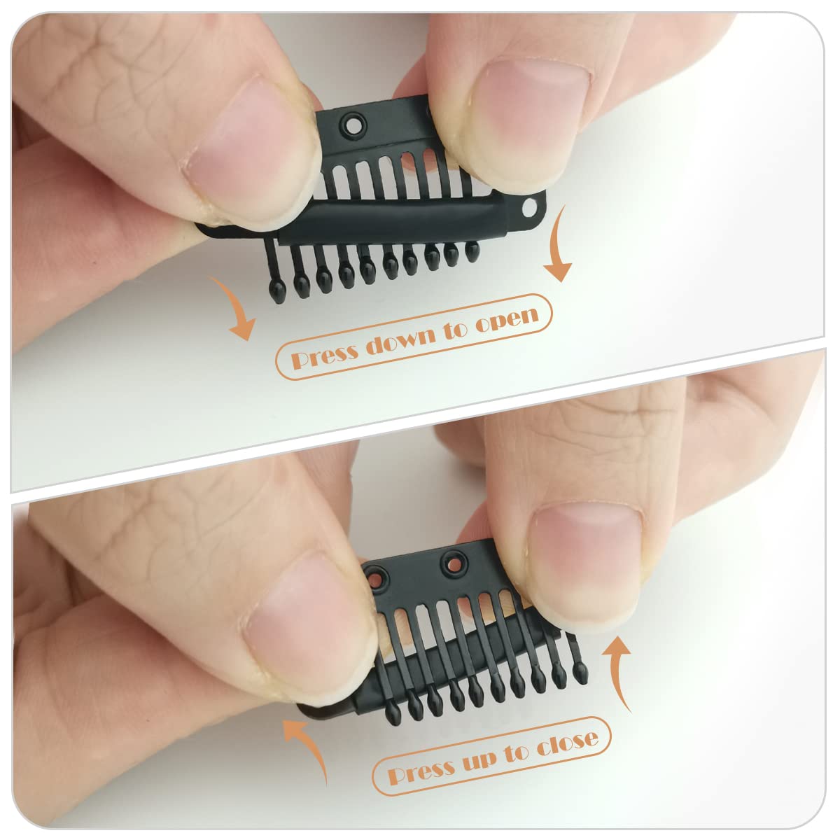 Clips para peluca, clips de extensión de cabello, 10 dientes, negro, 30 piezas 4