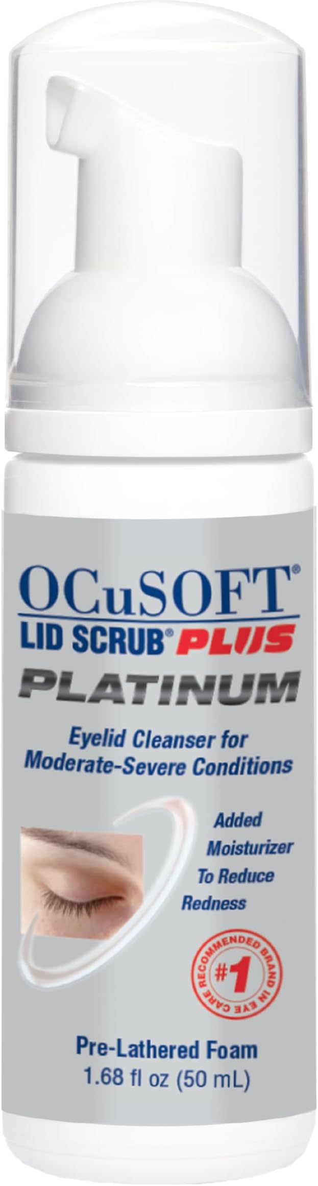 Lid Scrub PLUS Platinum Extra Strength Foaming Eyelid Cleanser - Leave-On Eyelid & Eyelash Cleanser with Phytosphingosine to Remove Oil, Dirt & Makeup -1.68 fl oz
