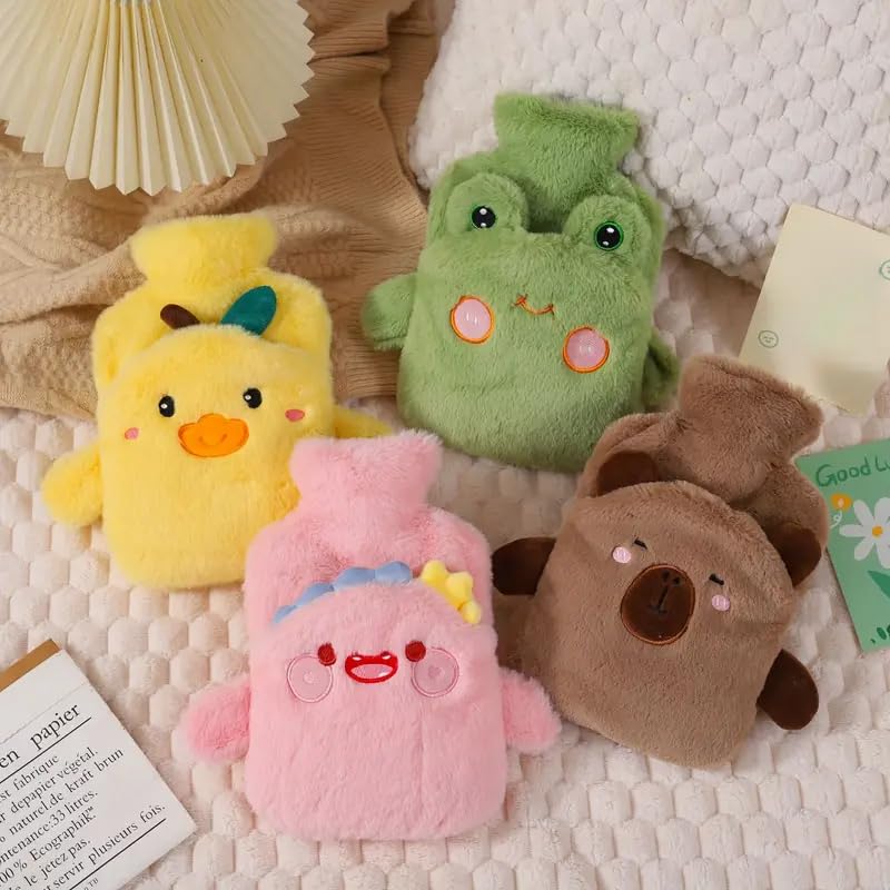 Image of Heating Water Bag For Pain Relief Hot Pack Portable Cartoon Cute Hot Water Bag with Soft Cover Heating Pad For Menstrual /Back Pain Period Cramps Therapy - 1L (YELLOW - Chick)
