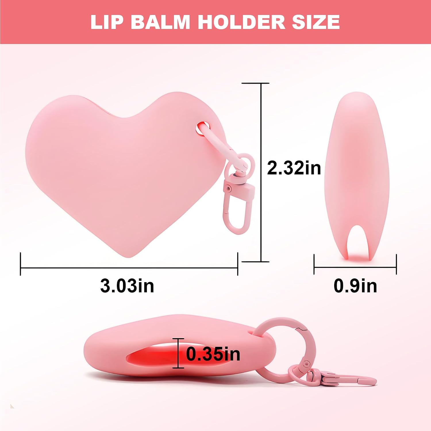 Heart Lip Balm Holder Keychain, Silicone Lipstick Clip image 2