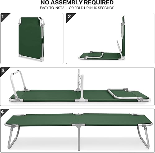 Miniatura 10 de MoNiBloom Cuna de campamento para adultos, fácil instalación, plegable, con bolsa de almacenamiento, para acampar al aire libre, descansar y tomar
