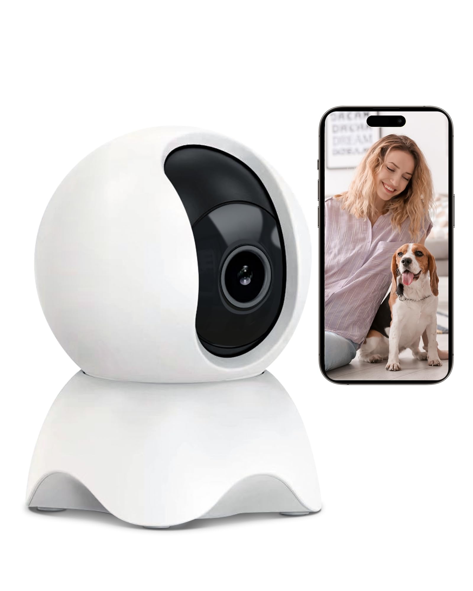 Security Indoor Camera, 1080P HD Dog Baby Monitor, with Motion  Detection，SD Cloud Storage，Night Vision Pet Baby Camera Two Way Audio
