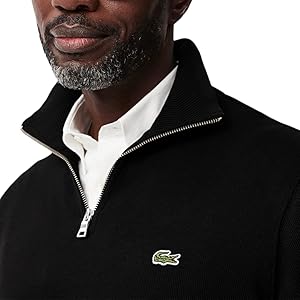 Lacoste mens Mens Long Sleeve Quarter Zip Cotton Sweatshirt