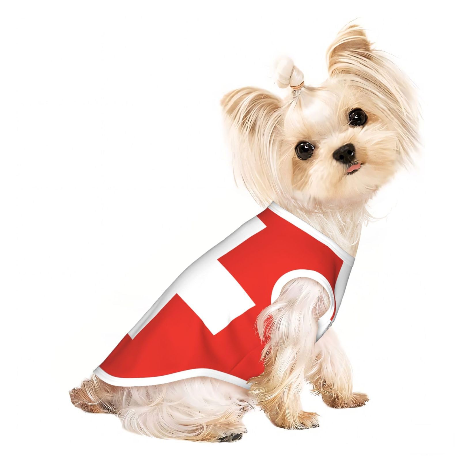 S Pet T-shirt respirant sans manches – Débardeur léger imprimé drapeau suisse pour chiens de petite et moyenne taille