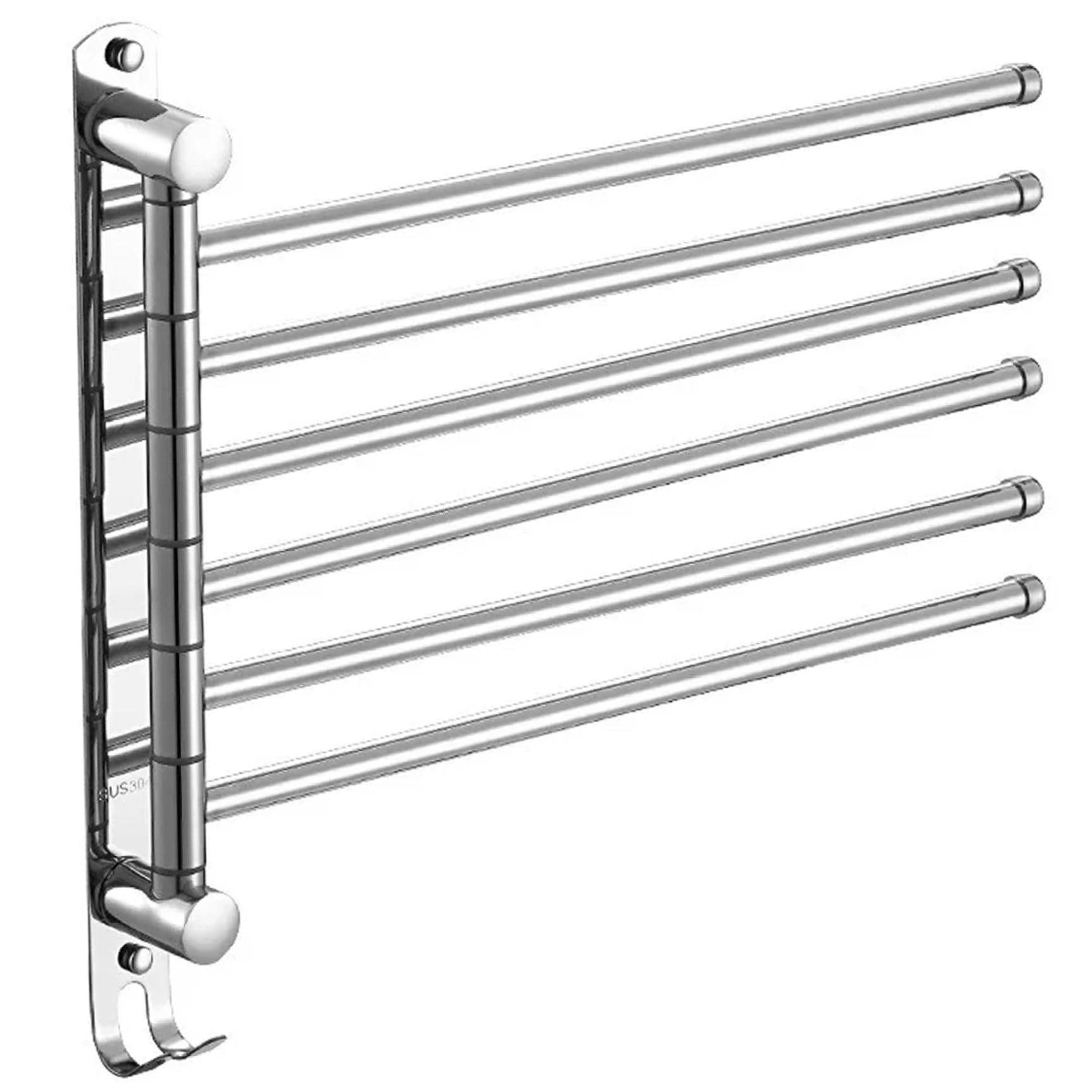 Porte-serviettes pivotant anti-chute en acier pour sécher 6 serviettes sans encombrer le mur