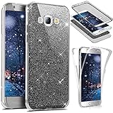 For Samsung Galaxy Grand Prime Case,Galaxy Grand Prime Glitter Case,PHEZEN Front and Back 360 Full Body Protective Bling Glitter Sparkly Slim Thin TPU Rubber Soft Skin Silicone Protective Case (Black)