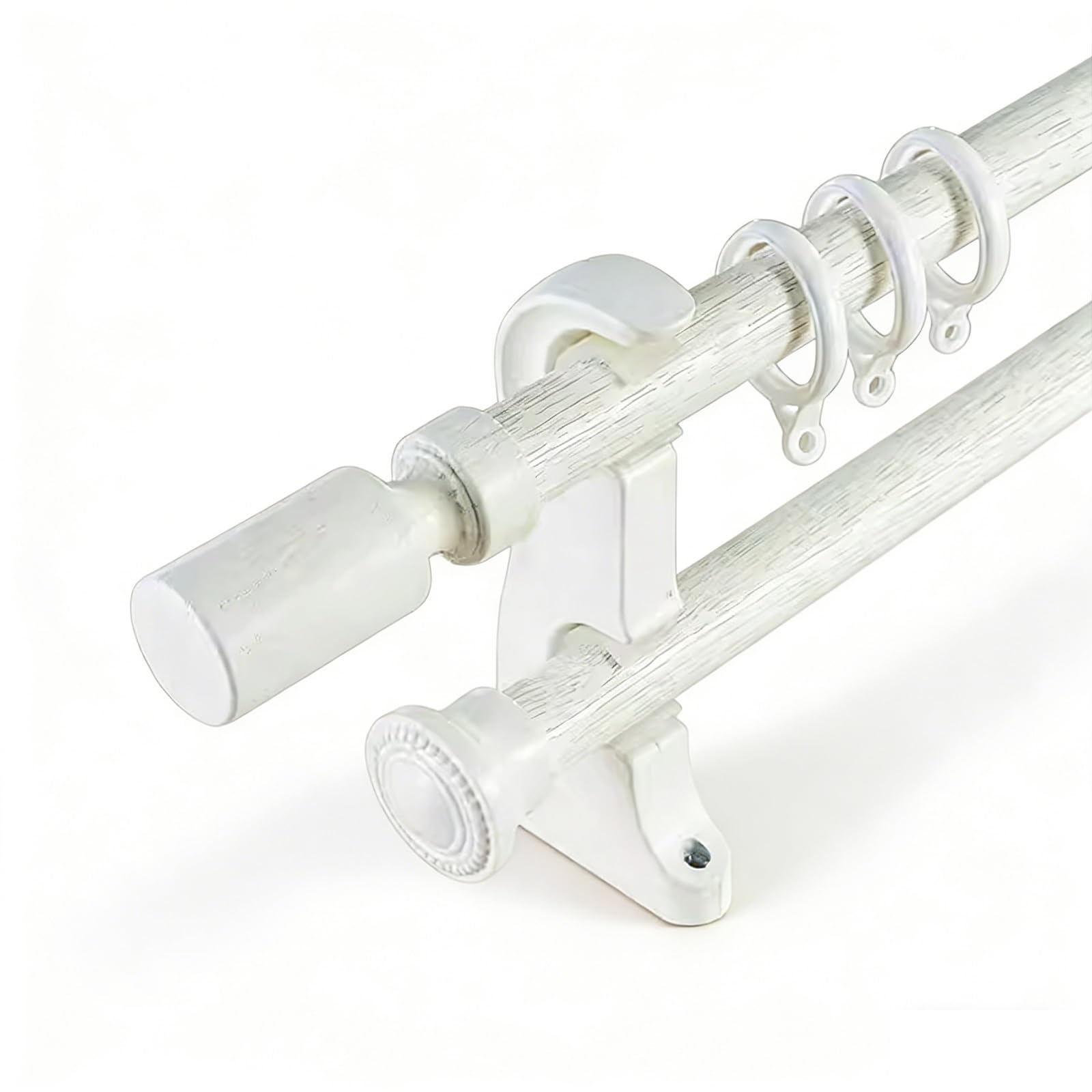 Podwójne karnisze o słojach drewna, 28 mm, stop aluminium, ciche, przesuwne, do sypialni, salonu, biura, stylowe, białe, długość 190 cm