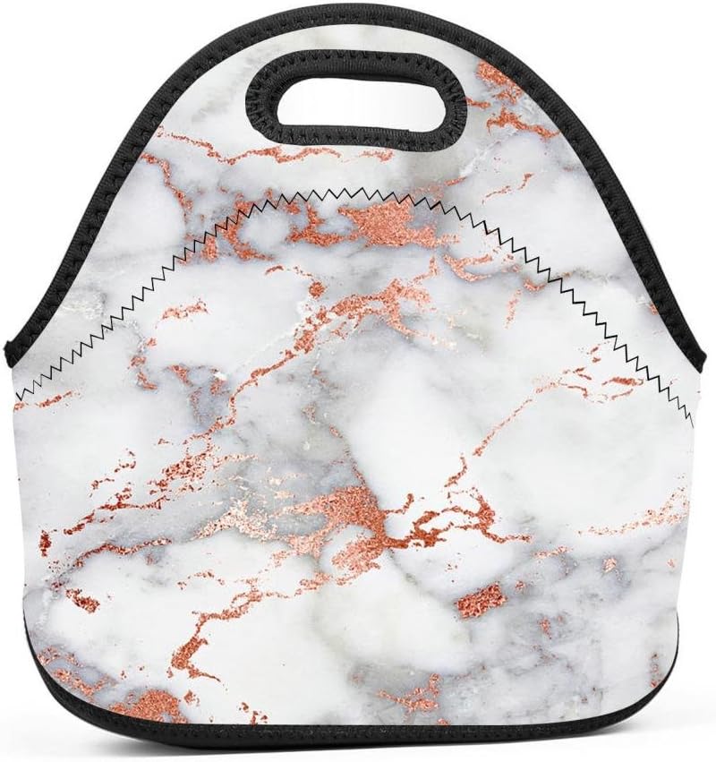 WWINL Rose Gold Texture Lunch Bag Insulated Reusable Neoprene Lunch Box Waterproof Tote Bento Bag With Zippe Handbag For Men, Women, Adults, Kids, Girls, Boys