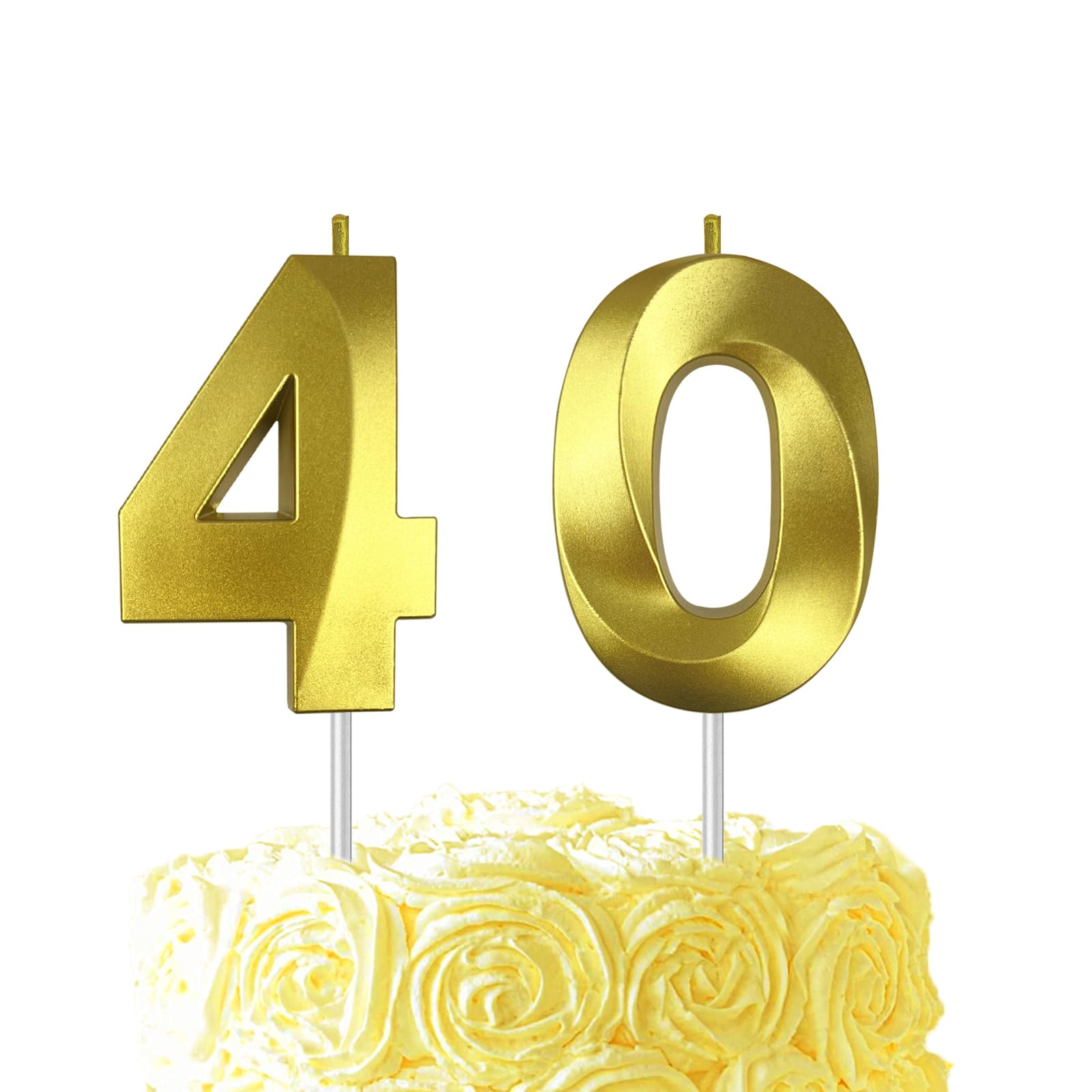 Gold Birthday Number 40 Candles for Wedding Party Cake Decorations