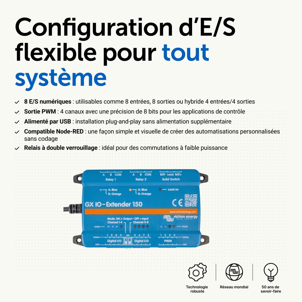Victron Energy GX IO-Extender 150 - Module d'extension USB de contrôle et de supervision - Module de supervision prêt à l'emploi