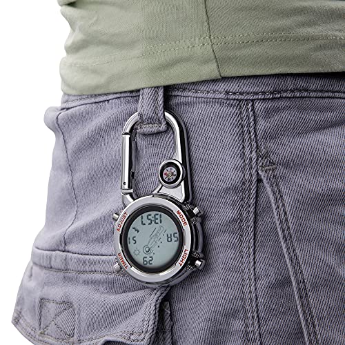JewelryWe Mens Womens Digital Clip-on Watch Mini Microlight Backpack Buckle Belt fob Watch for Rock Climbing Doctors Nurses Chefs2