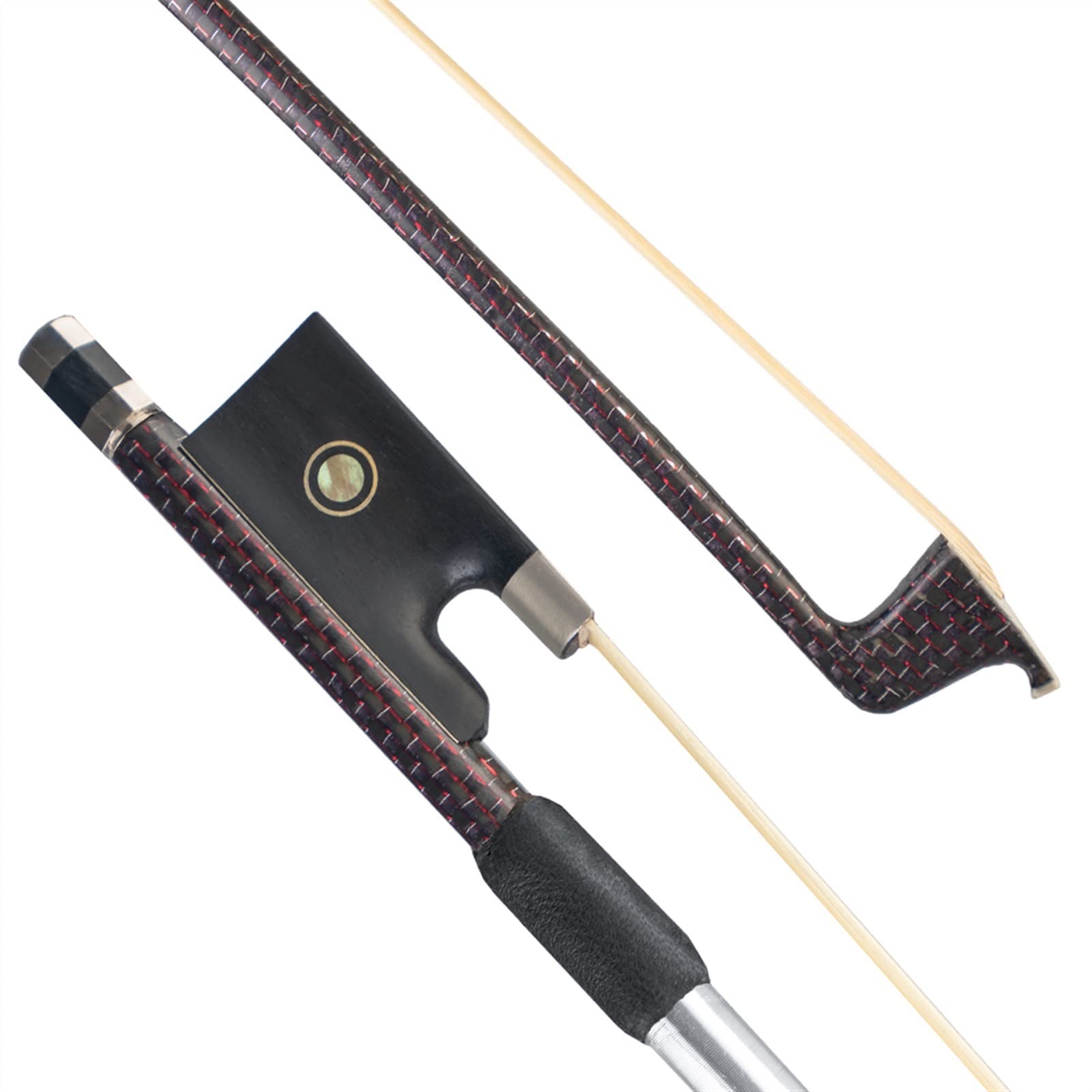 tamaño completo violín Arcos Arco De Violín Arco De Fibra De Carbono Rana De Ébano Trenzado De Seda Roja Gran Equilibrio Para Violinistas Eléctricos Acústicos Arco violín