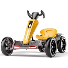 12V Electric Kids Pedal Go Kart, Foldable & Adjustable Seat, 4 No-Slip EVA Wheels, Outdoor Ride-On Toy in Yellow for Boys & Girls Ages 36