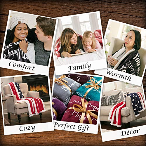 Chanasya Patriotic Us Flag Print Sherpa Throw Blanket - Lightweight Microfiber For Couch And Bed - Great Gift For Veteran, Friend, Men, Women, Proud American House (60X70 Inches) #TOP3