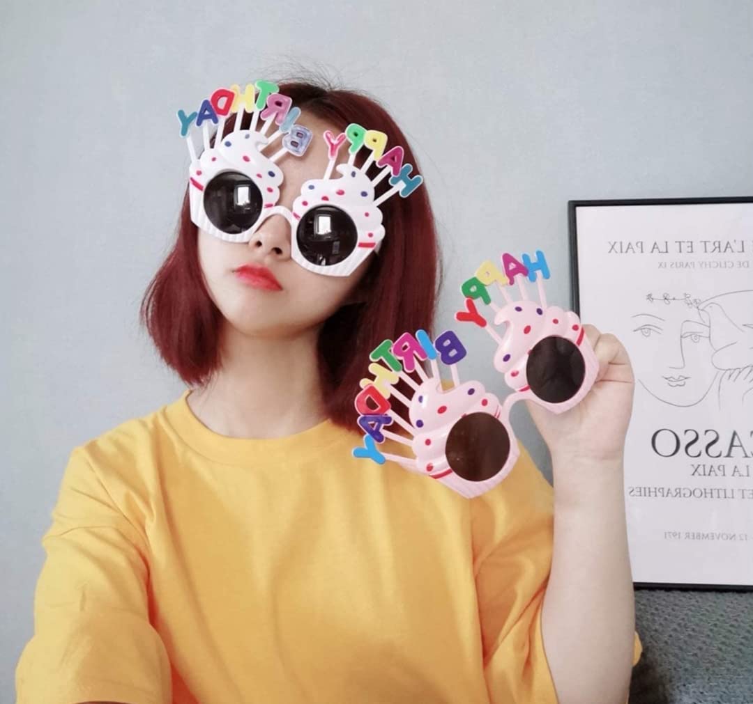 Fun Affairs Cup Cake Style Funny Happy Birthday Letter Party Pink Green multicolour Sunglasses/Goggles - Color Pink 4