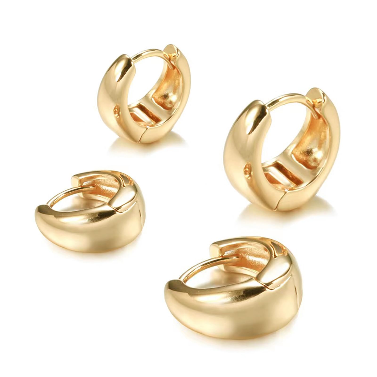 QimilyHoop Earrings for women,Round Earrings 18K Gold Plated Lightweight Gold Hoops Hypoallergenic Earrings Set for Girl