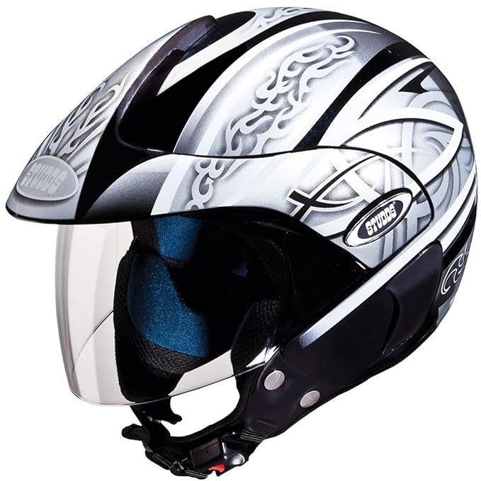 STUDDS Marshall D3 Open Face Helmet (Black Grey, M) Amazon.in Car