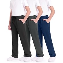 3 Pack Boys Sweatpants with Pockets - Kids Athletic Mesh Open Bottom Pants