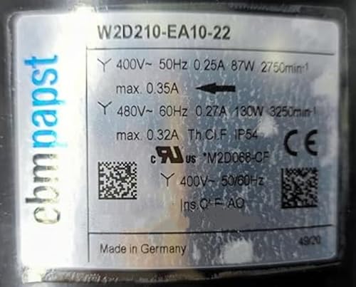 W2D210-EA10-22 400/480V 0.25/0.27A 87/130W 2750/3250RPM Cool