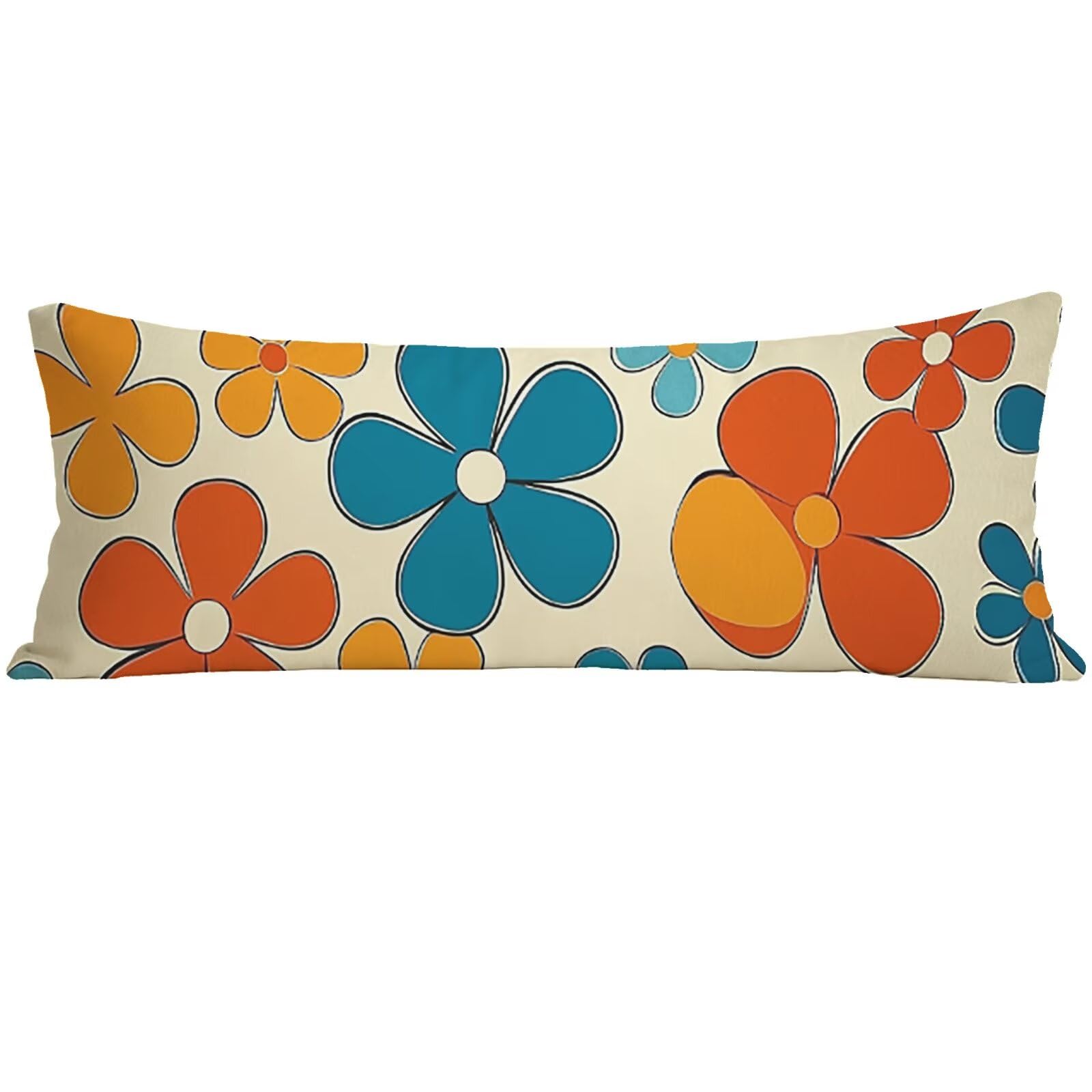 O0-365 poszewka na poduszkę, pomarańczowa, długa poszewka na poduszkę, kwiat, 180 x 60 cm, miękka, aksamitna poszewka na poduszkę do leżenia na boku i wsparcia macierzyńskiego, dwustronna poszewka na