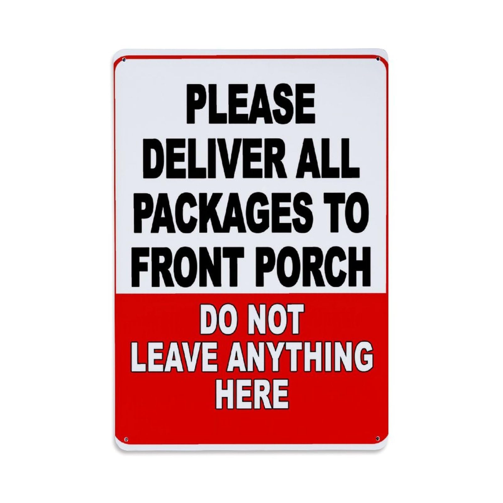 Enderetf Vintage Please Deliver All Packages To Front Porch Tin Sign Metal Poster, Home Bar Garage Man Cave Cafe Indoor & Outdoor Wall Decoration 8X12inches