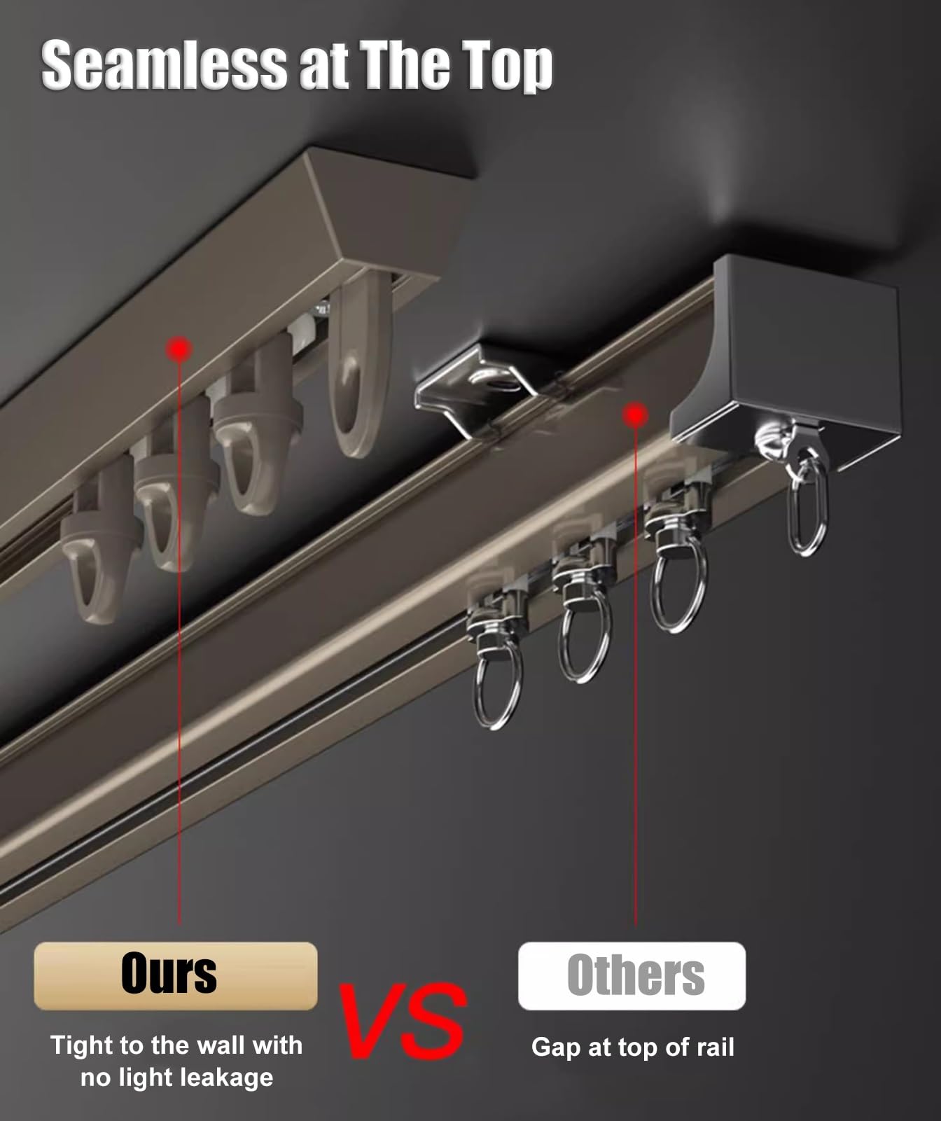 Aain Rail coulissant pour rail coulissant pour salle de douche ains 4,7 m Champagne