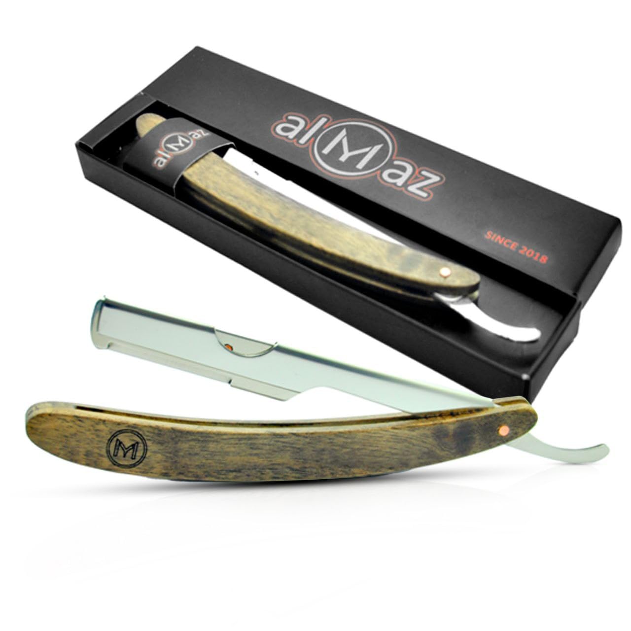 Generic Straight Edge Razor for Men, Stainless Steel Blade Arm Barber Razor with Walnut Wood Handle, Shaving Razor for Close Shaving, Manual Men's Beard Cut Throat Shavette Almaz Razor, brown