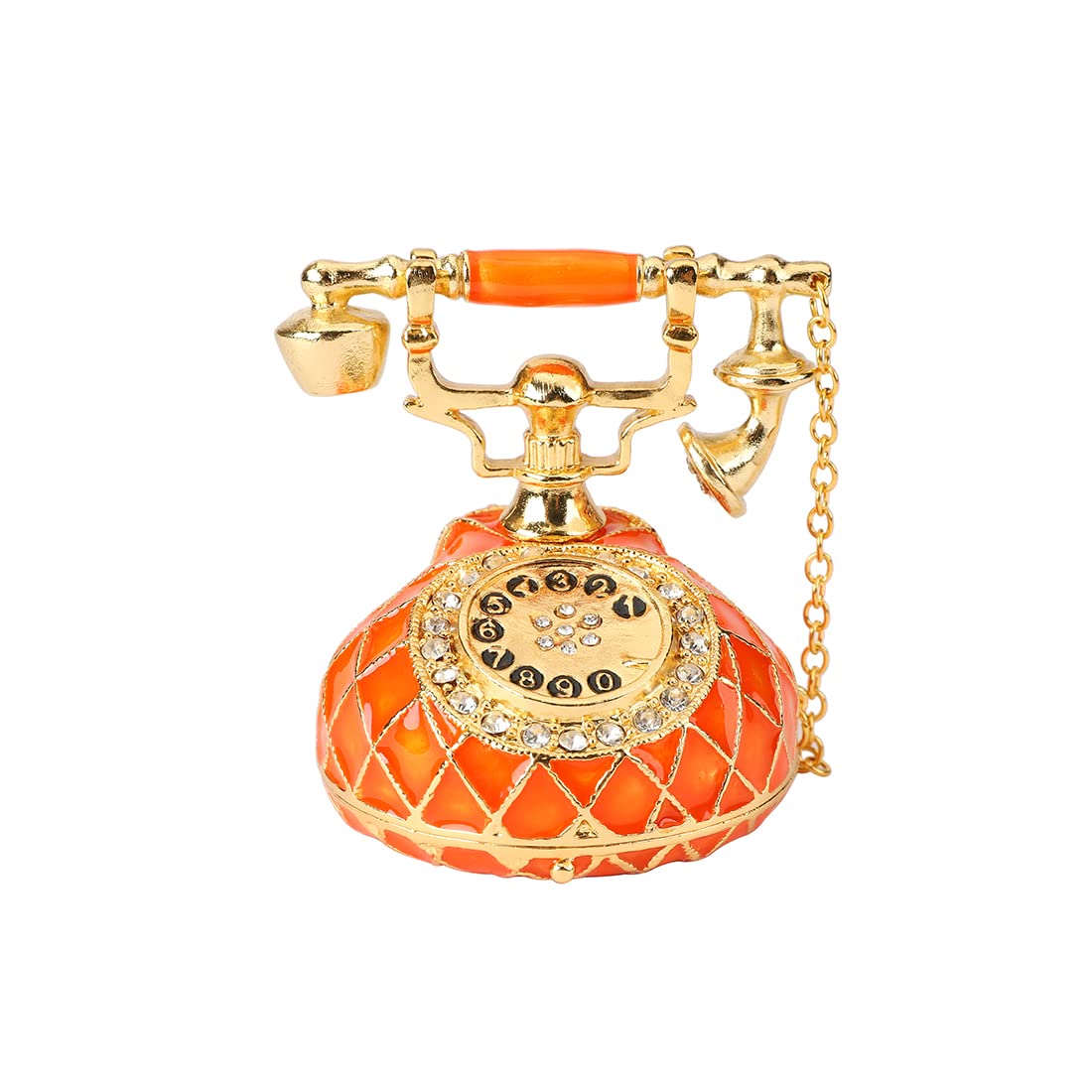 Boîte à bijoux figurine téléphonique orange pour coiffeuse rétro