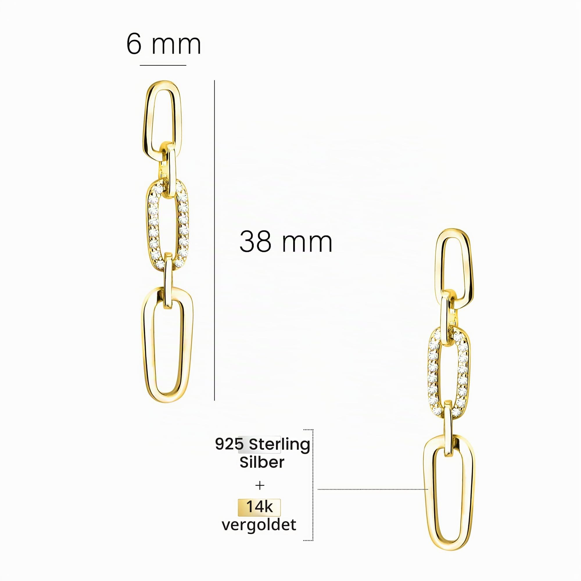 SOFIA MILANI - Damen Ohrringe 925 Silber - mit Zirkonia Steinen - Ketten Ohrhänger