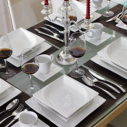 MALACASA, Serie Monica - Vajilla de porcelana (60 piezas, 12 platillos, 12 platos para tartas, 12 platos hondos y 12… - Imagen 8