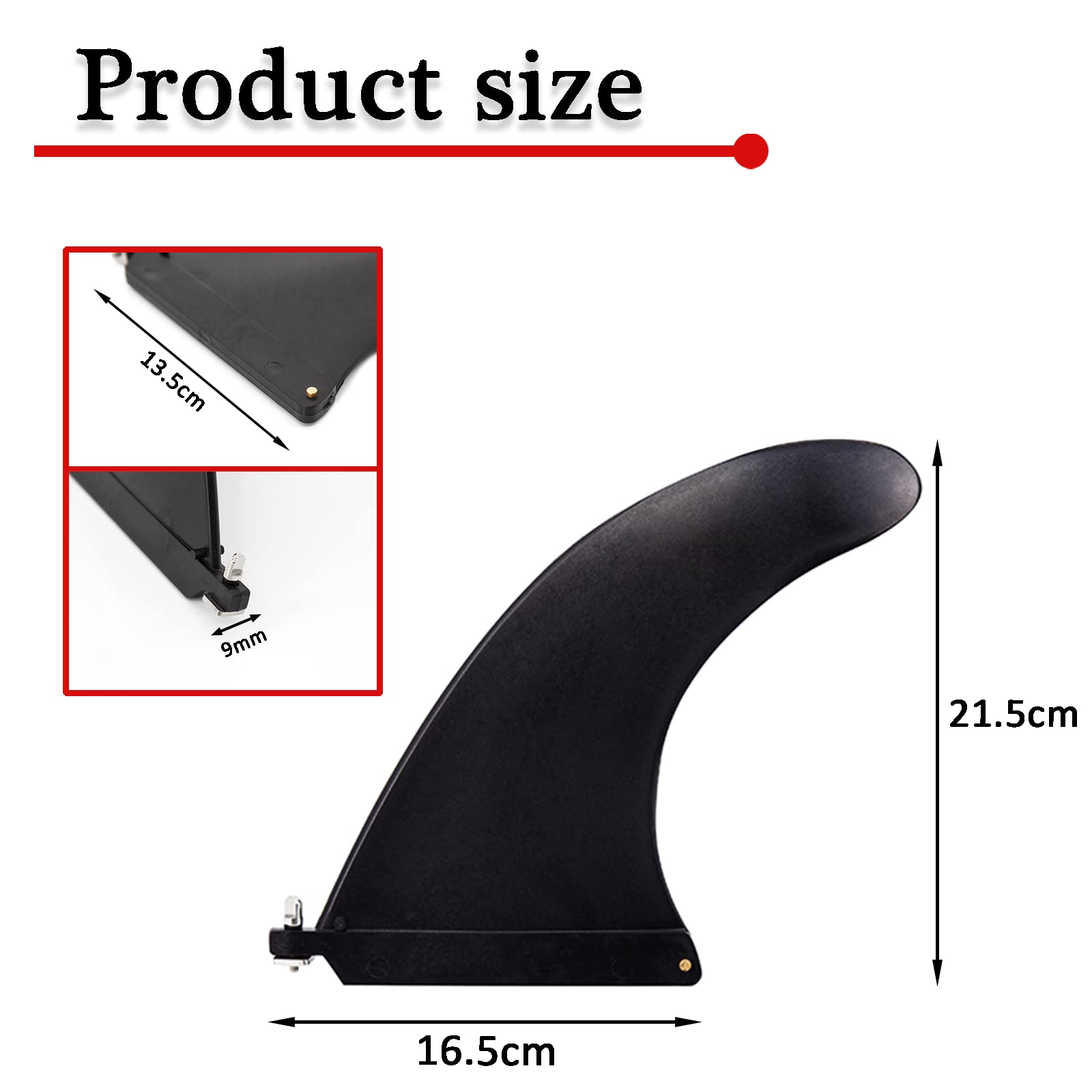 Pinna per paddle board, pinna centrale singola da 22,9 cm, pinna a sgancio rapido, accessorio per principianti professionisti, installazione senza attrezzi