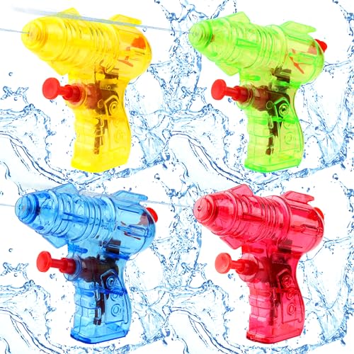4 Pack Mini Water Gun for Kids 9cm Water Guns Available in 4 Bright Colours Outdoor Summer Pool & Beach Squirt Toys Water Pistol Toys Summer Swimming Pool Garden Party Favor Beach for Boys Girls