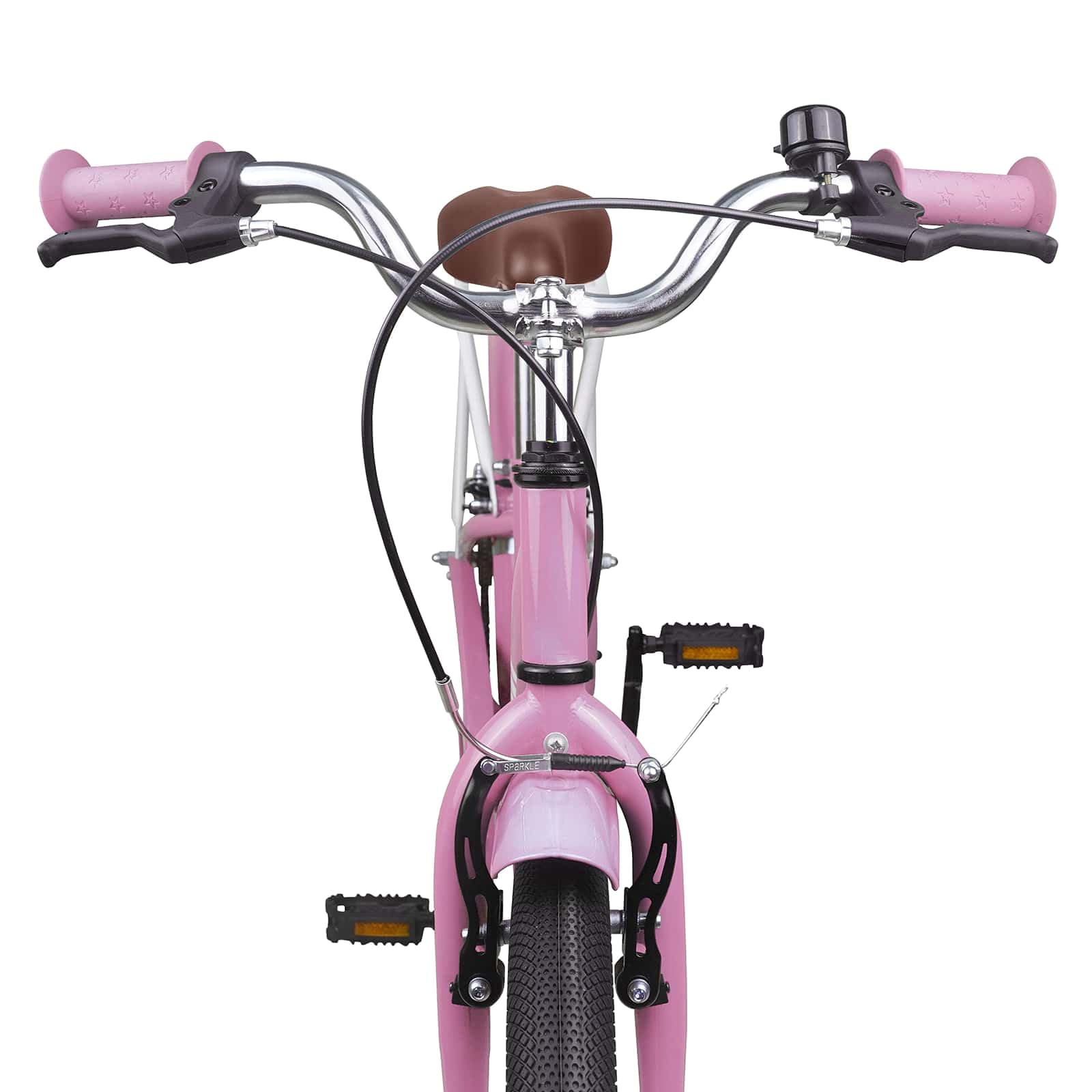 Kinderfahrrad 20 Zoll Hellrosa aus Stahl mit verstellbarem Lenker und Sitz, Linearzugbremse, Schutzblech für 6-11 Jahre, 11,4 kg, ideal zum Lernen, Freizeit, Training und Pendeln