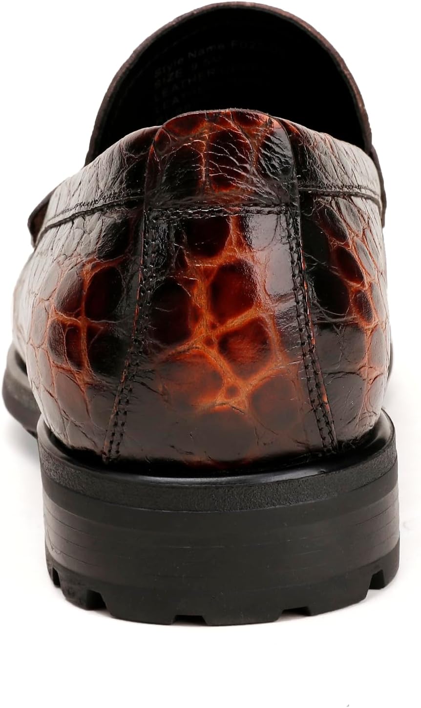 Premium Leather Tassel Loafer for Men, Classic Alligator Printed Thick Sole Dress Loafers Shoes for Mens - Image 5