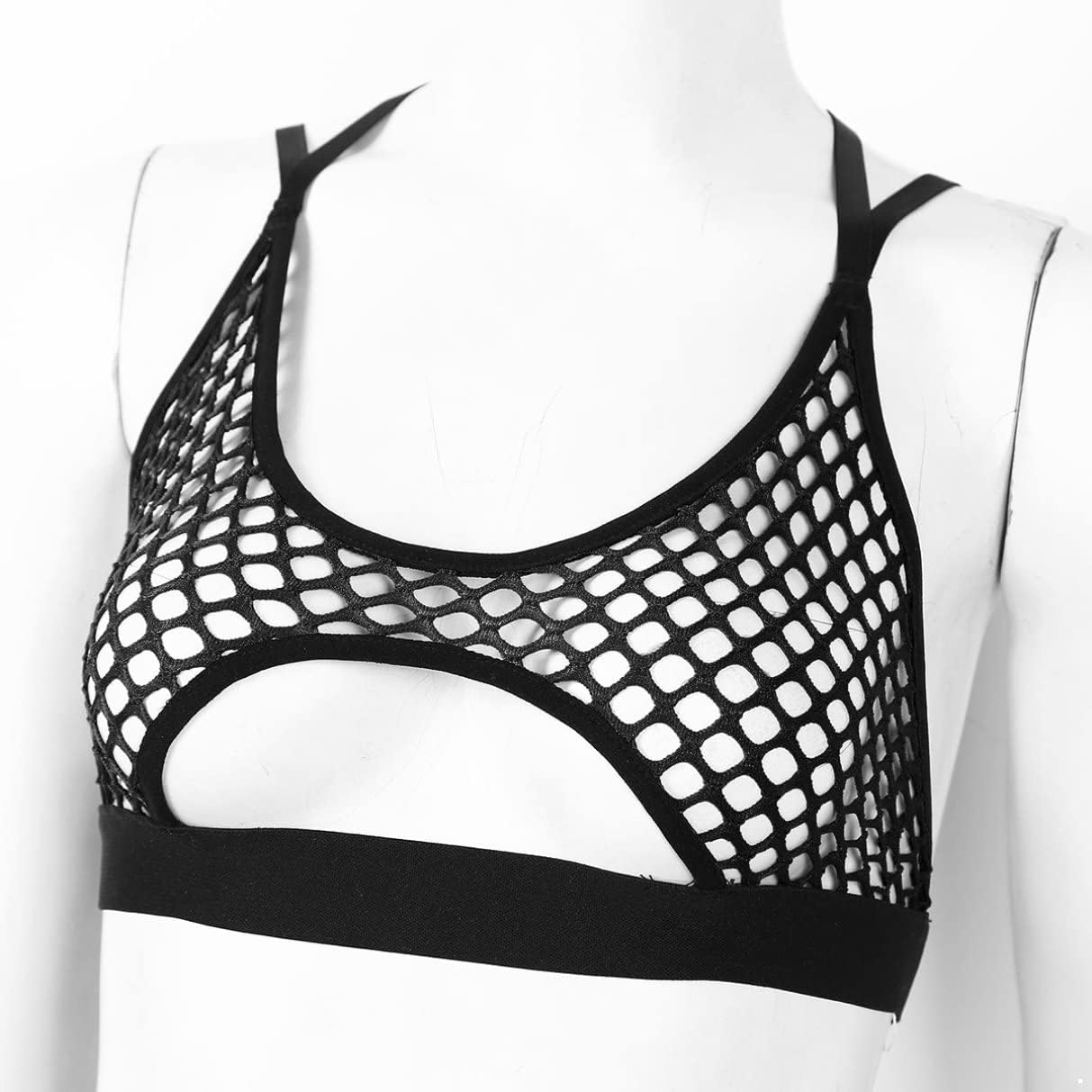 Sywiyi Women's Sheer Mesh Sports Bra Crop Tops Fishnet Bustier Tank Top Undershirts Vest Blouse Underwear