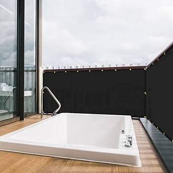 Vocray 0.9X3M Privacy Screen For Balcony Apartment Railing, Sun Protection Balcony Netting, Wind And Dust Barrier,Mesh Fabric For Outdoor Privacy Shield, Pool, Terrace, Patio, Fence Cover(Black