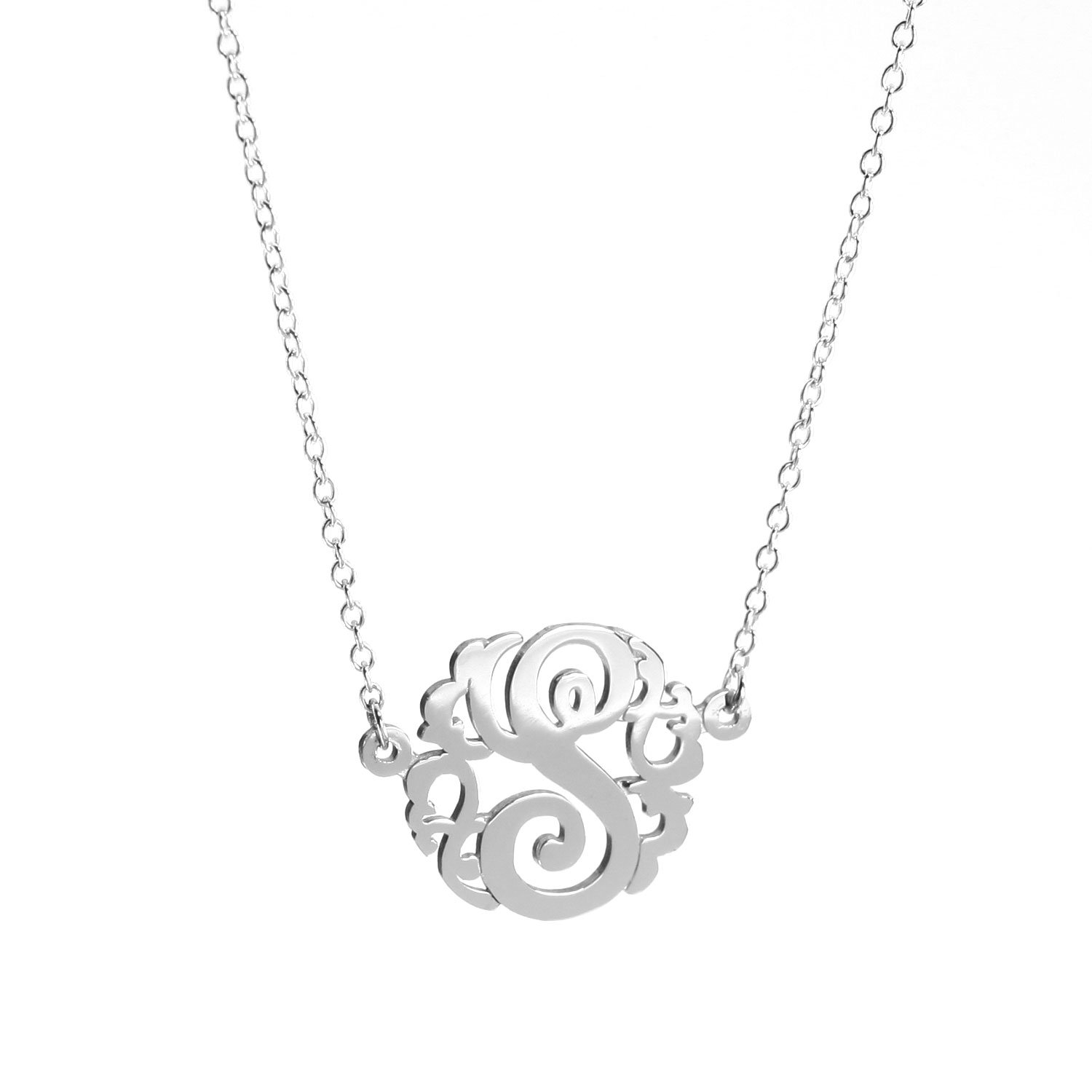 Deidreamers Sterling Silver Single Initial Monogram Necklace
