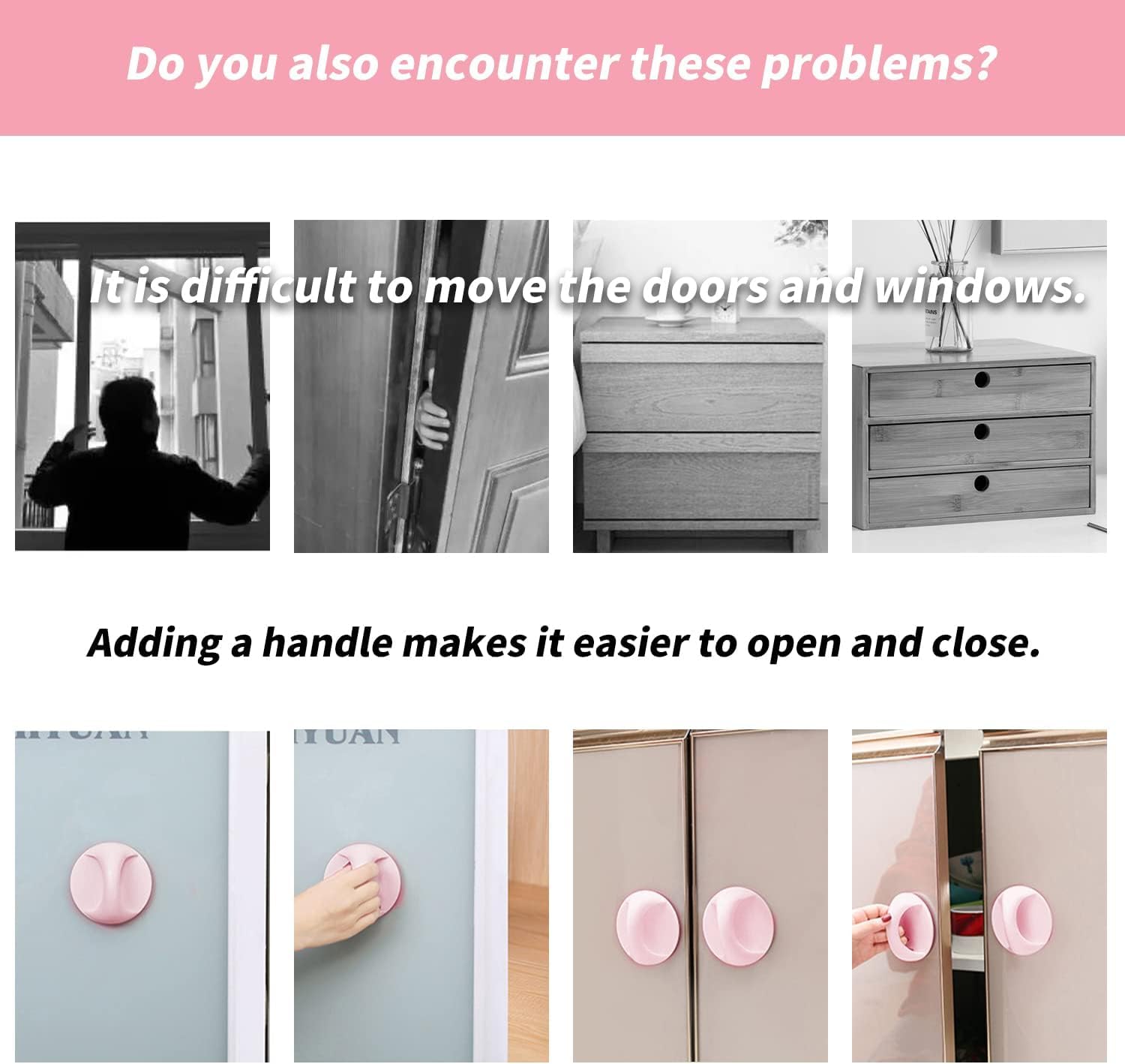 SwissHome Easy-Grip Peel and Stick Plastic Handles – Self-Adhesive Pull Knobs for Sliding Doors, Drawers, Windows, Commodes, and Cupboard Cabinets (Pack of-4,Multi Colour) 3