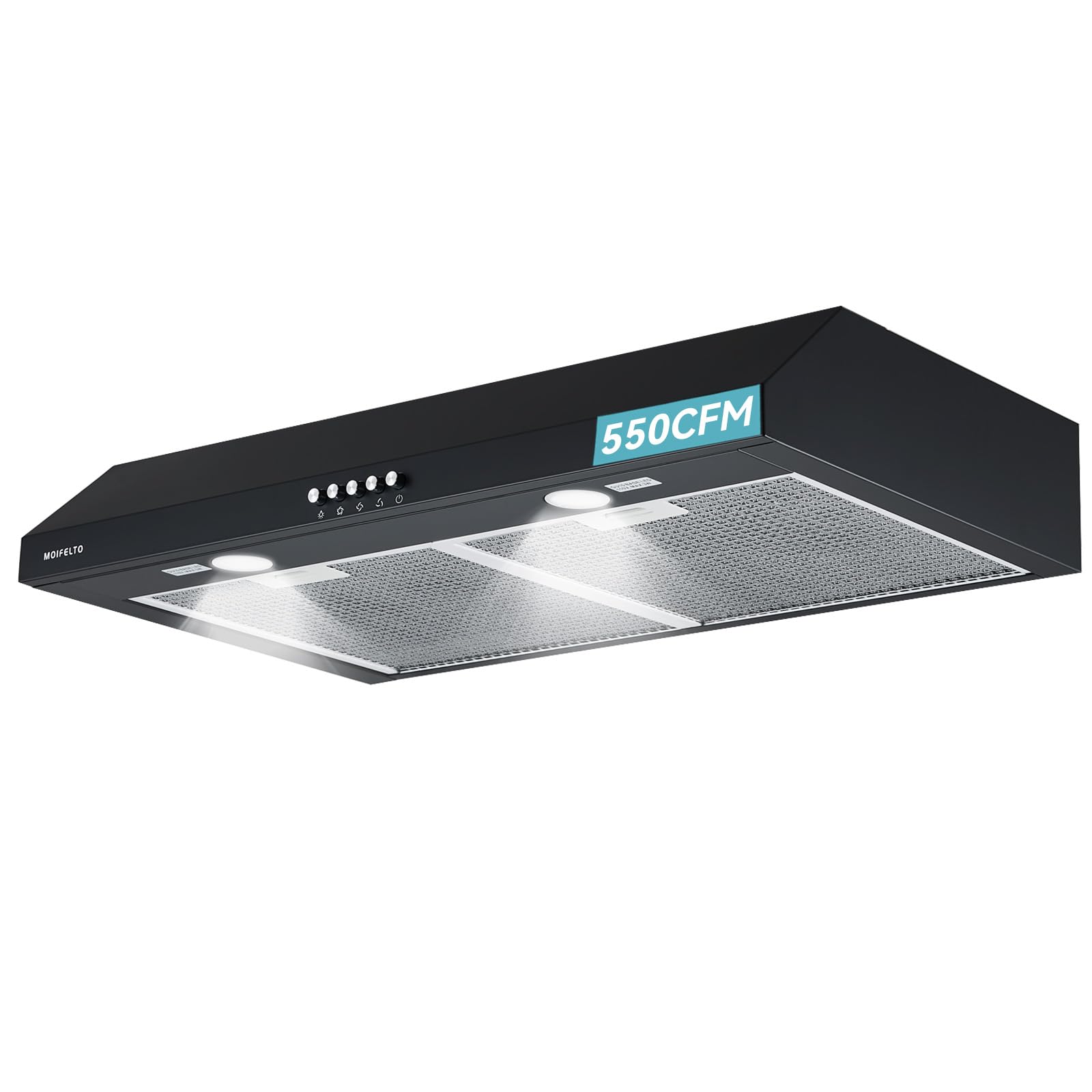 30" Under Cabinet Range Hood, 550 CFM Strong Airflow, Black