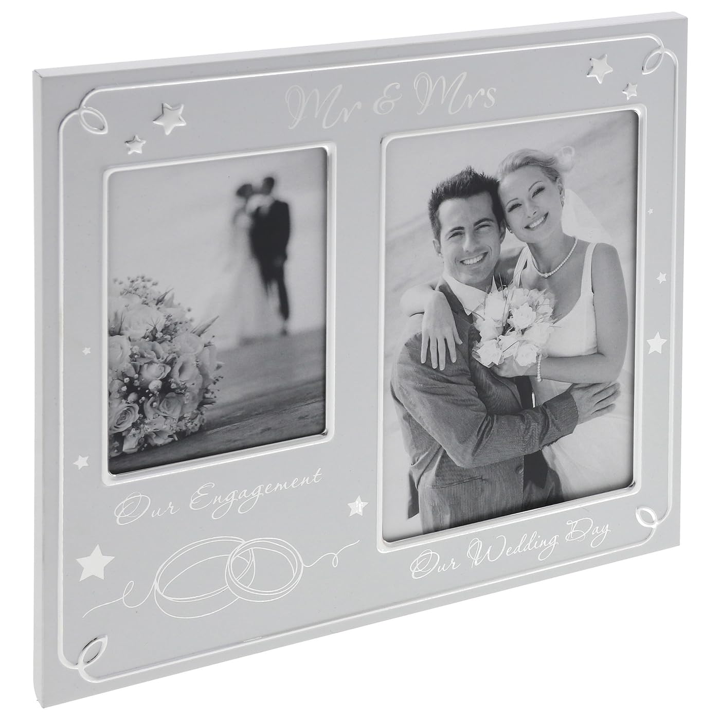 Shudehill Giftware Wedding Then & Now Collection Sentimental Photo Frame - Engaged & Mr & Mrs, Anniversary 25Th Silver, 40Th Ruby, 50Th Gold Gift Ideas With Meaningful Message (Wedding)